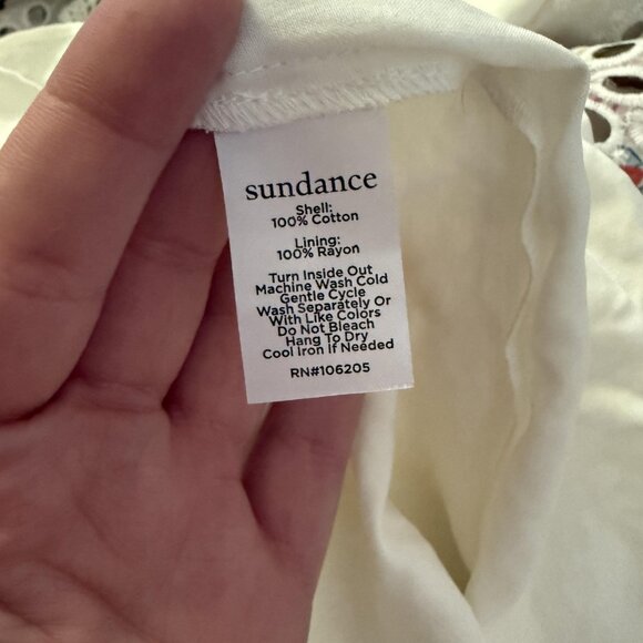 Sundance Dress Womens 14 White Floral Eyelet Embroidered Maxi Lined Boho V Neck - Picture 8 of 8